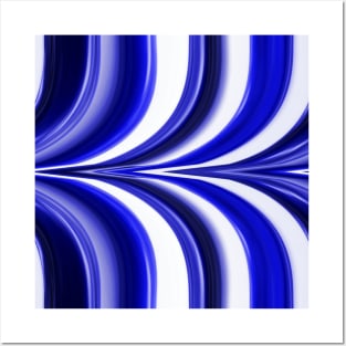 Blue Zebra Stripe Animal Print Posters and Art